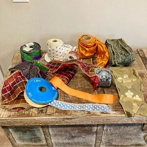 Assorted Decorative Ribbon Destash Lot Used Multicolor for Crafting Scraps